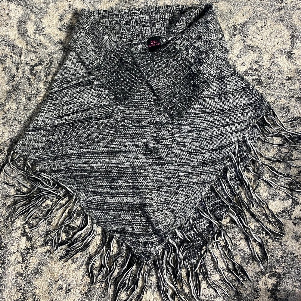 2b Bebe Ponco with fringe & button closure